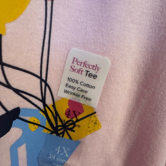 NWT Kim Rogers Pink 3/4 Sleeve V-NECKLINE Top  PLUS  4X     #CL - Picture 7 of 9